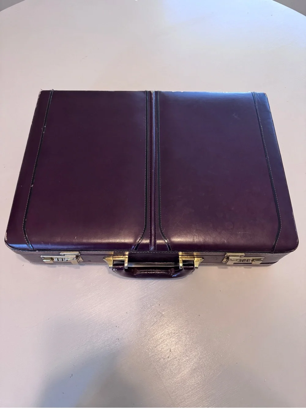 Vintage Mallard Men's Briefcase - Brown Burgundy Leather